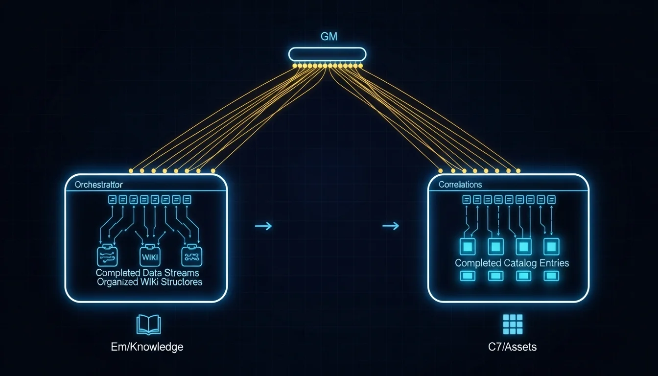 Em 和 C7 各自完成工作，但沒有人在串聯他們的產出