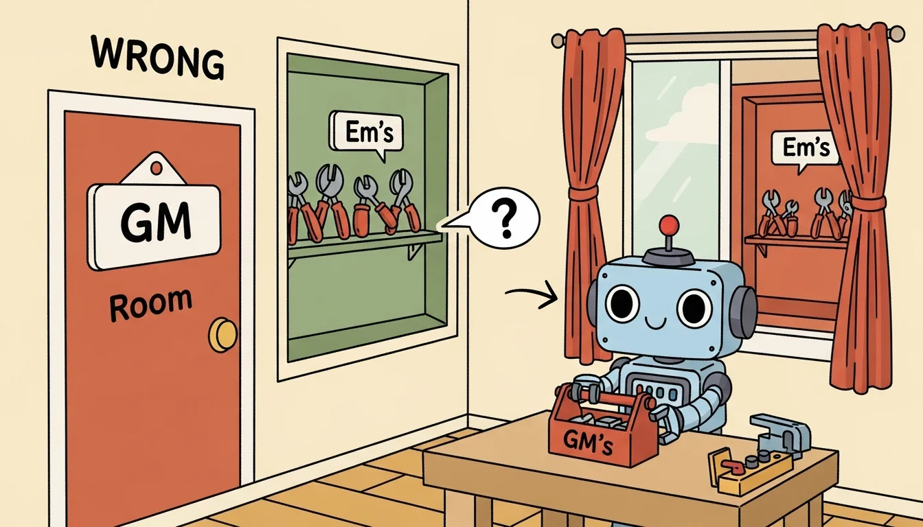 Agent 站在錯誤的房間裡，正確的房間在窗外