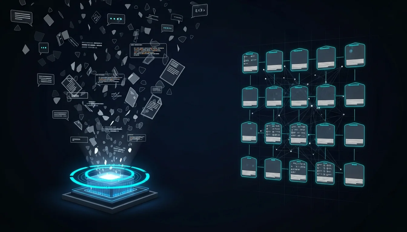 Em 在圖書館裡把雜亂的紙條整理成結構化的書架