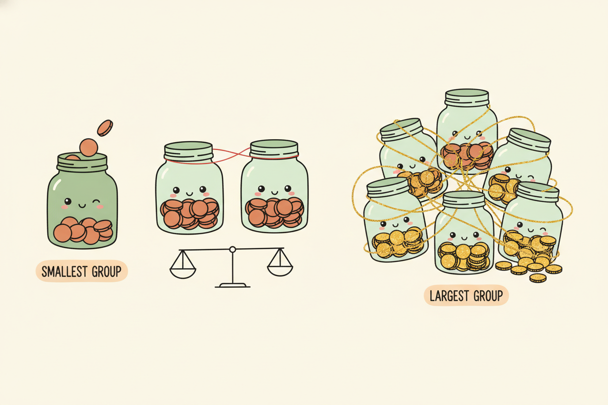 Token 成本比較：從單個 Skill inline（一個罐子）到 Subagent（兩個罐子）到 Multi-Agent（五個罐子），成本逐步上升